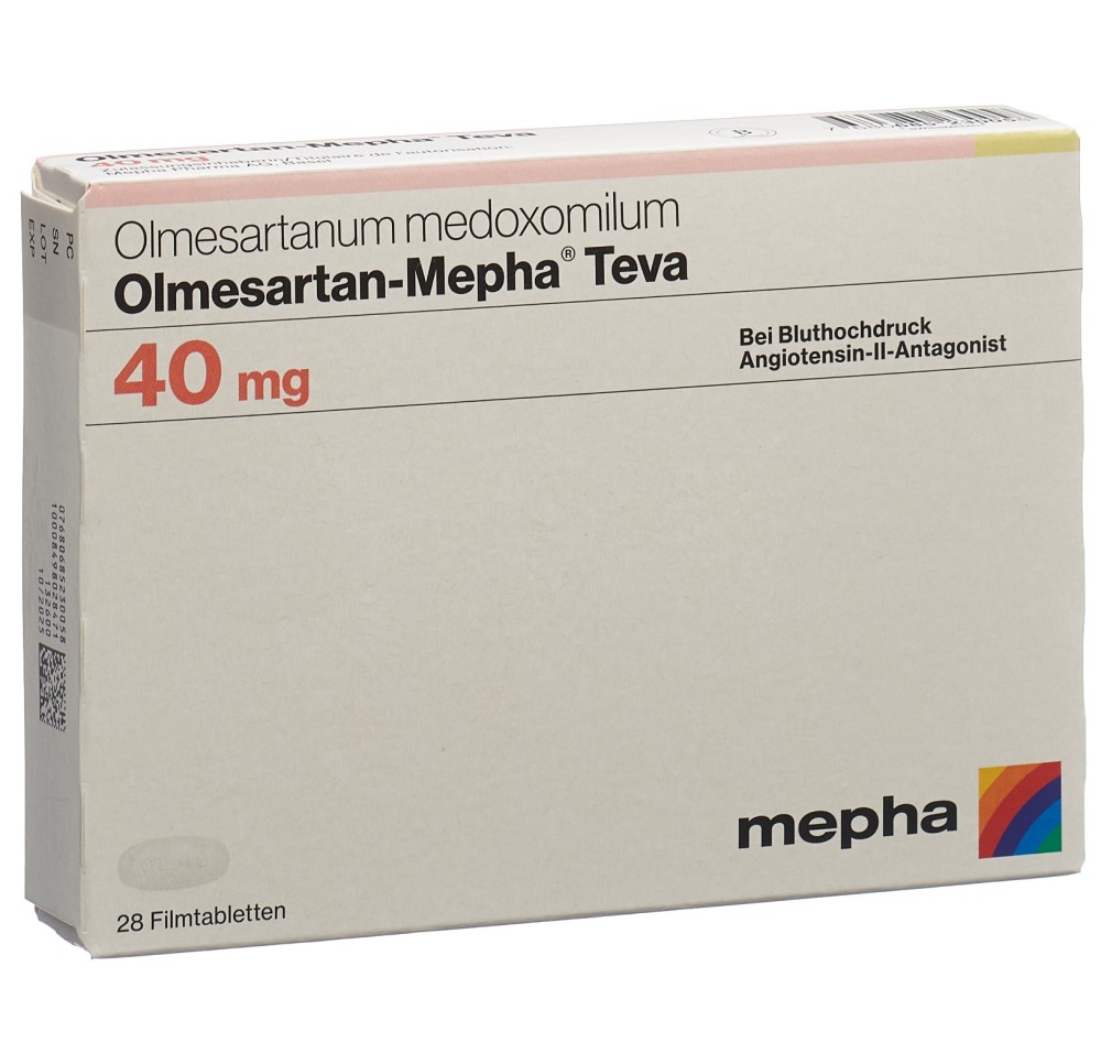 OLMESARTAN Mepha Teva cpr pell 40 mg 28 pce OLMESARTAN Mepha Teva cpr pell 40 mg 28 pce