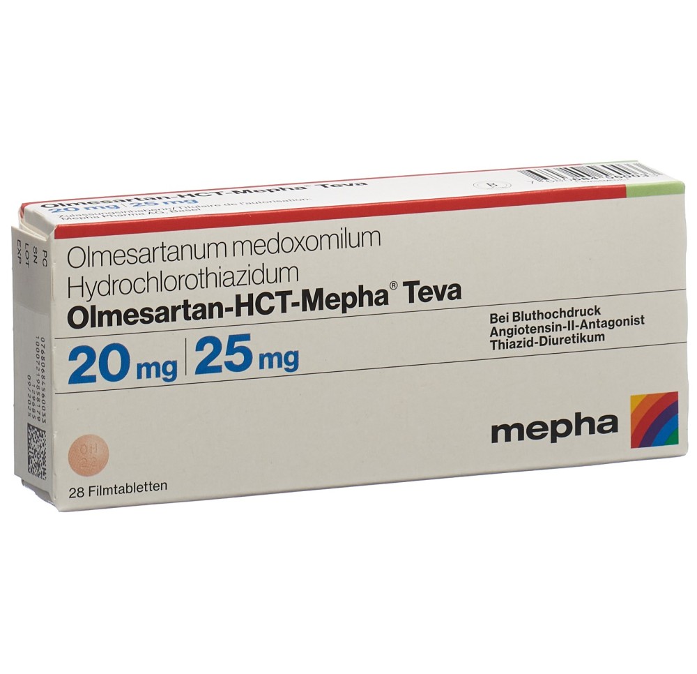 OLMESARTAN-HCT Mepha Teva 20mg/25mg 28 pce OLMESARTAN-HCT Mepha Teva 20mg/25mg 28 pce
