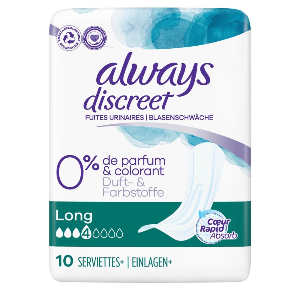 ALWAYS Discreet incontinence Long 0% 10 pce