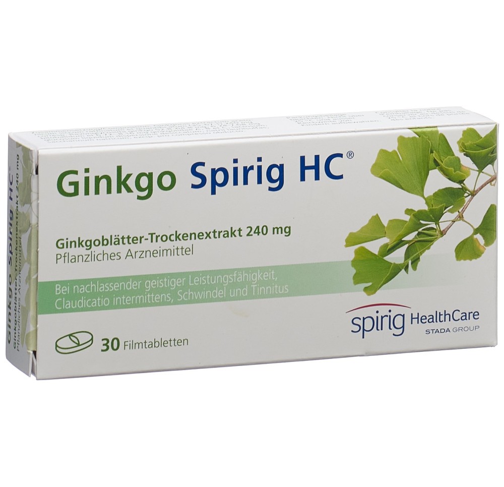 GINKGO Spirig HC cpr pell 240 mg 30 pce GINKGO Spirig HC cpr pell 240 mg 30 pce