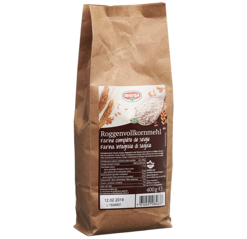 MORGA farine de seigle complet bio sach 400 g MORGA farine de seigle complet bio sach 400 g