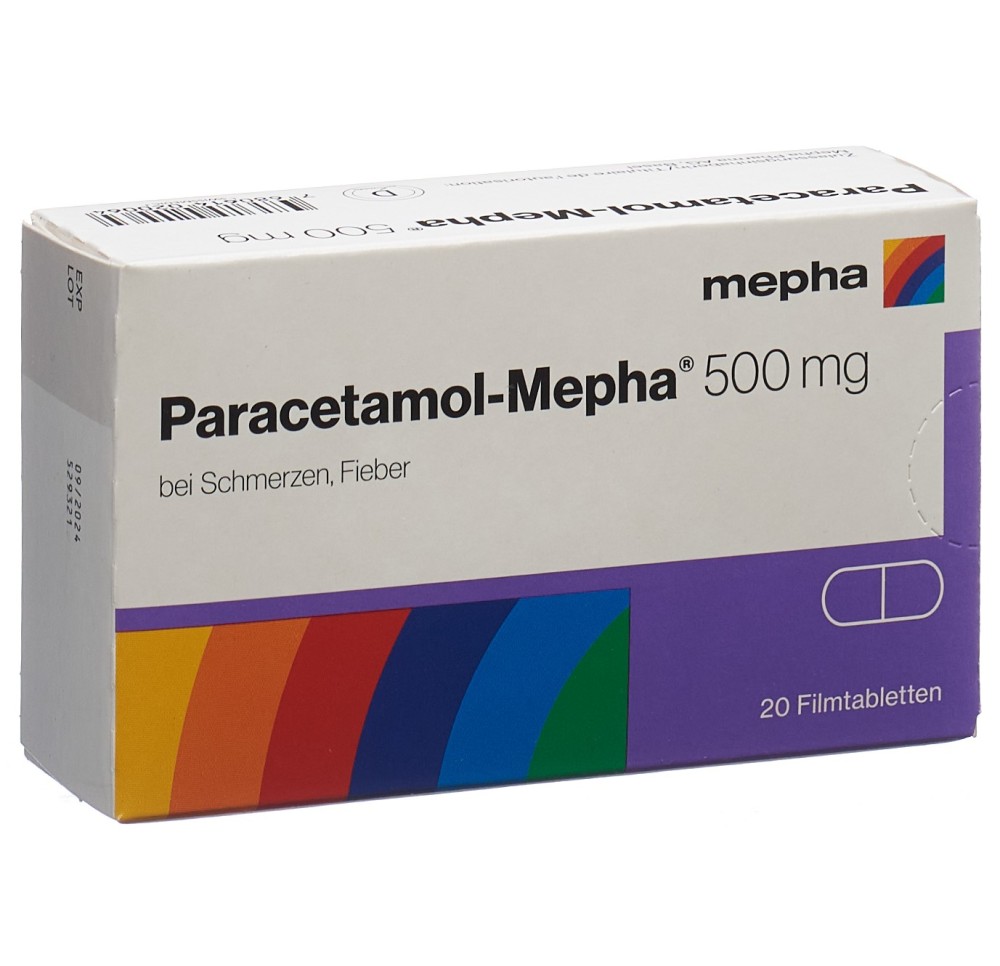 PARACETAMOL Mepha cpr pell 500 mg 20 pce PARACETAMOL Mepha cpr pell 500 mg 20 pce