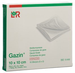 GAZIN compresses gaze 10x10cm 8p 17fils 5 x 2 pce
