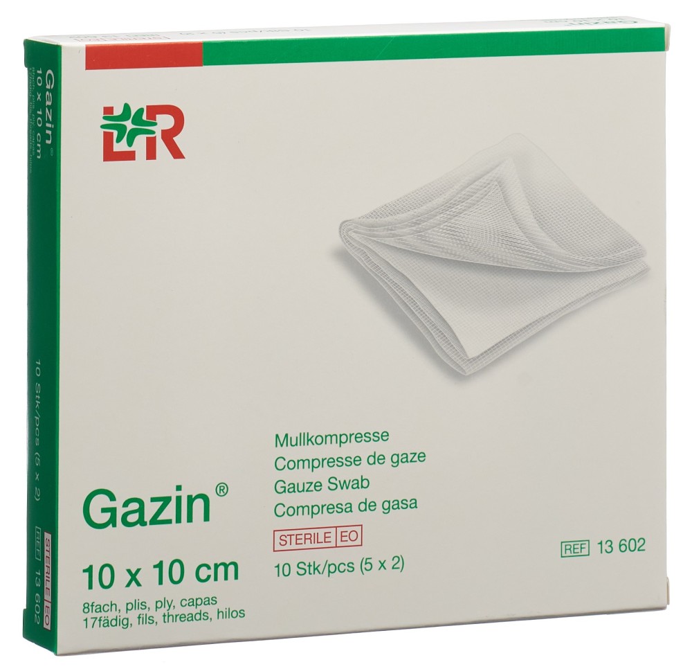GAZIN compresses gaze 10x10cm 8p 17fils 5 x 2 pce GAZIN compresses gaze 10x10cm 8p 17fils 5 x 2 pce
