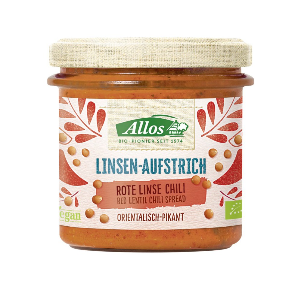 ALLOS pâte tartin lentilles corail pime bio 140 g