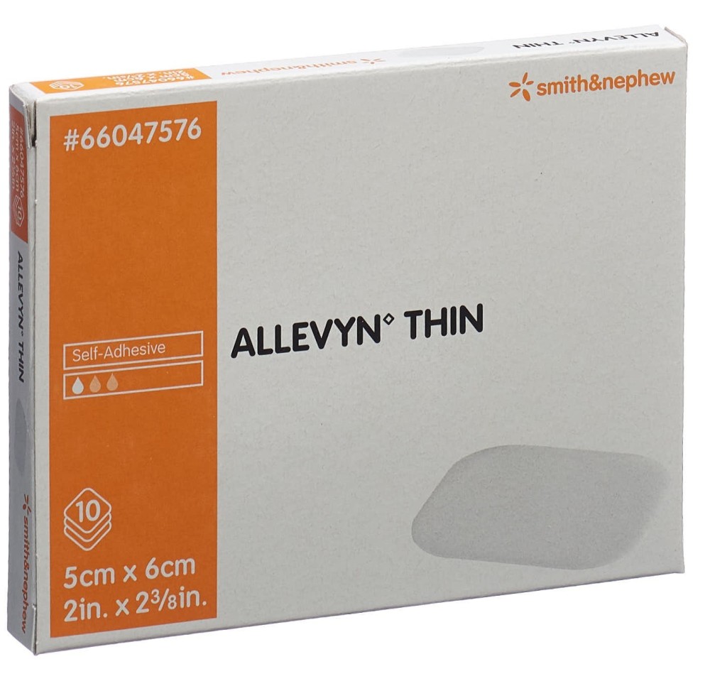 ALLEVYN THIN pansement adhésif 5x6cm 10 pce ALLEVYN THIN pansement adhésif 5x6cm 10 pce
