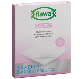 FLAWA Gazin Compr pliées 7.5x7.5cm stéri 5 x 2 pce