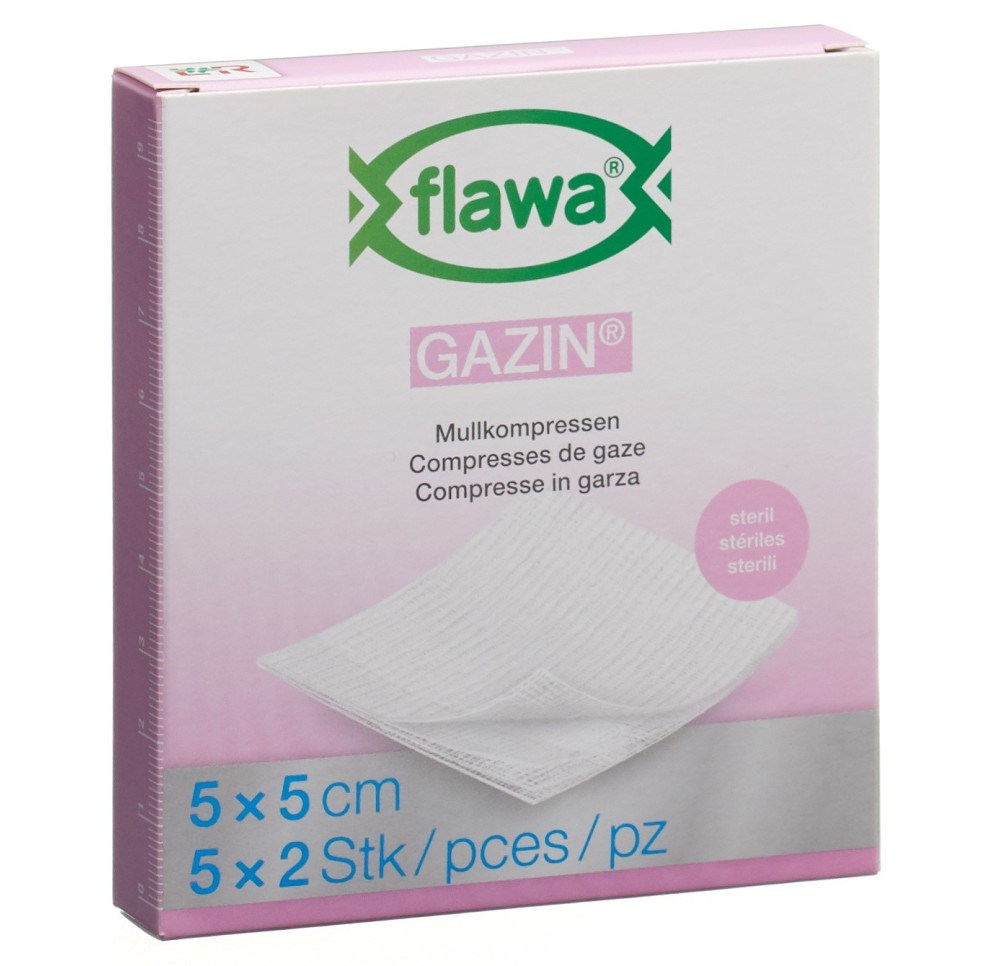 FLAWA Gazin Compr pliées 5x5cm stér 5 x 2 pce