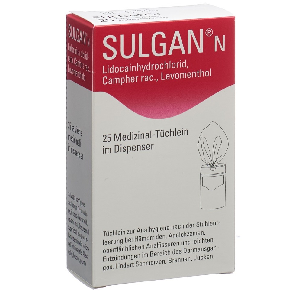 SULGAN-N lingettes médicinales en dispens 25 pce SULGAN-N lingettes médicinales en dispens 25 pce