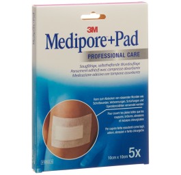 3M MEDIPORE+PAD 10x10cm compresse 5x5.5cm 5 pce