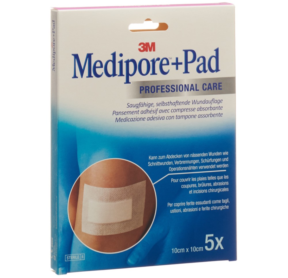 3M MEDIPORE+PAD 10x10cm compresse 5x5.5cm 5 pce