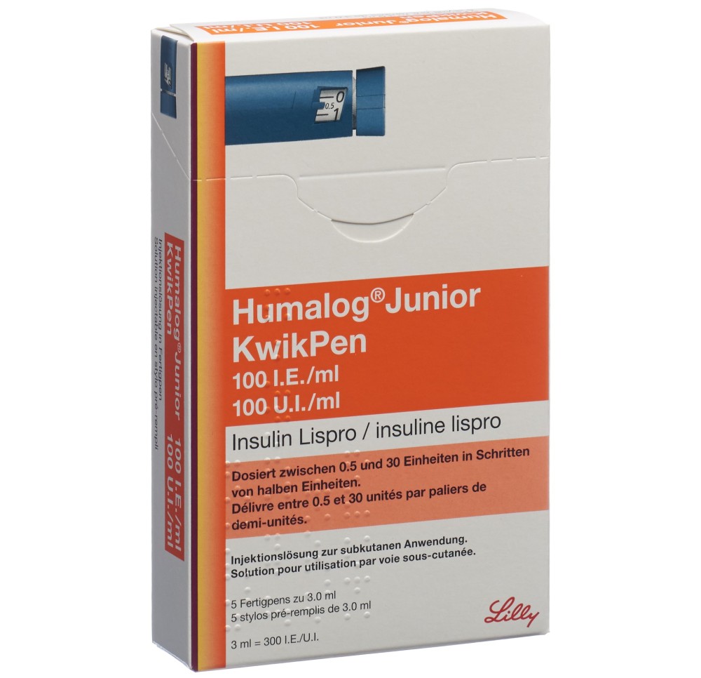 HUMALOG Junior KwikPen 100 UI/ml 5 stylo pré 3 ml HUMALOG Junior KwikPen 100 UI/ml 5 stylo pré 3 ml