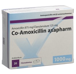 CO-AMOXICILLINE axapharm cpr pell 1000 mg 20 pce