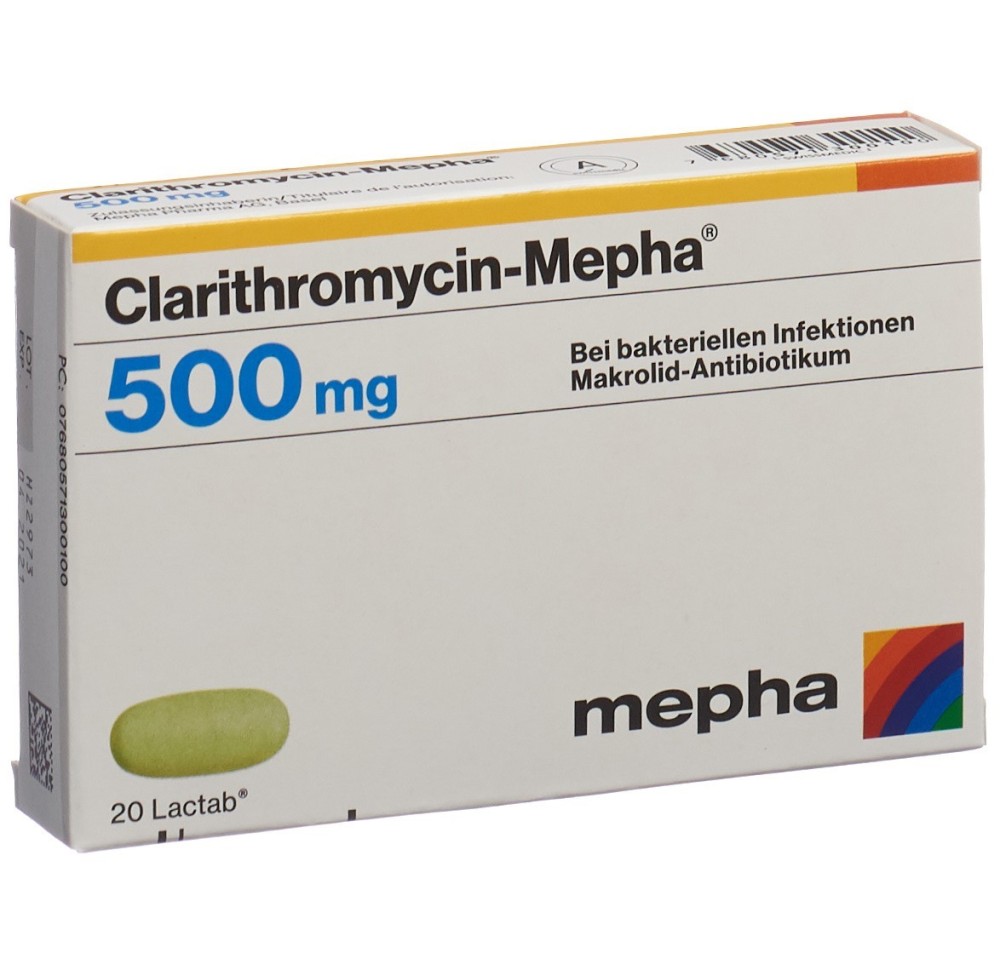 CLARITHROMYCIN Mepha Lactab 500 mg 20 pce CLARITHROMYCIN Mepha Lactab 500 mg 20 pce