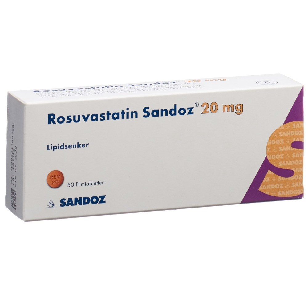 ROSUVASTATINE Sandoz cpr pell 20 mg 50 pce ROSUVASTATINE Sandoz cpr pell 20 mg 50 pce