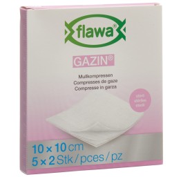 FLAWA Gazin compr pliées 10x10cm stér 5 x 2 pce