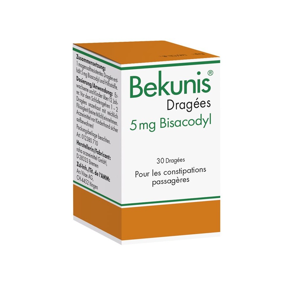 BEKUNIS dragées 5 mg bisacodyl bte 30 pce BEKUNIS dragées 5 mg bisacodyl bte 30 pce