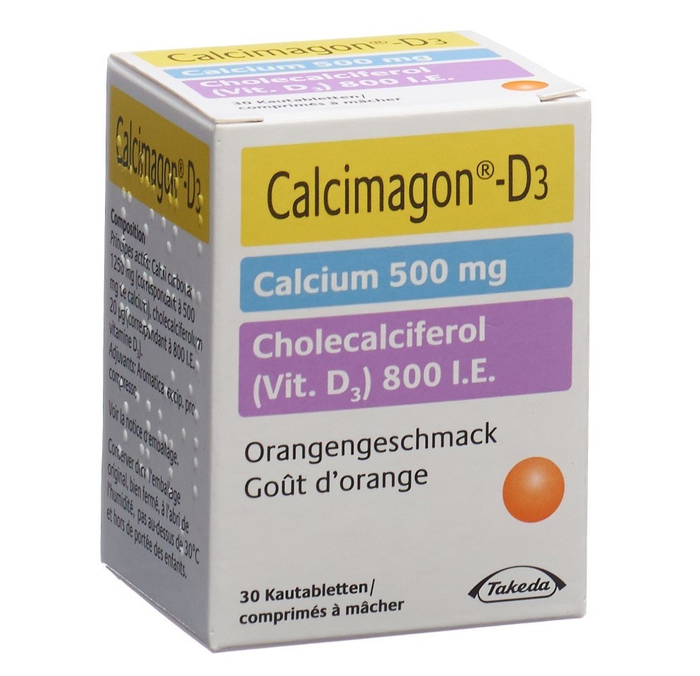 CALCIMAGON D3 cpr croquer 500/800 orange 30 pce