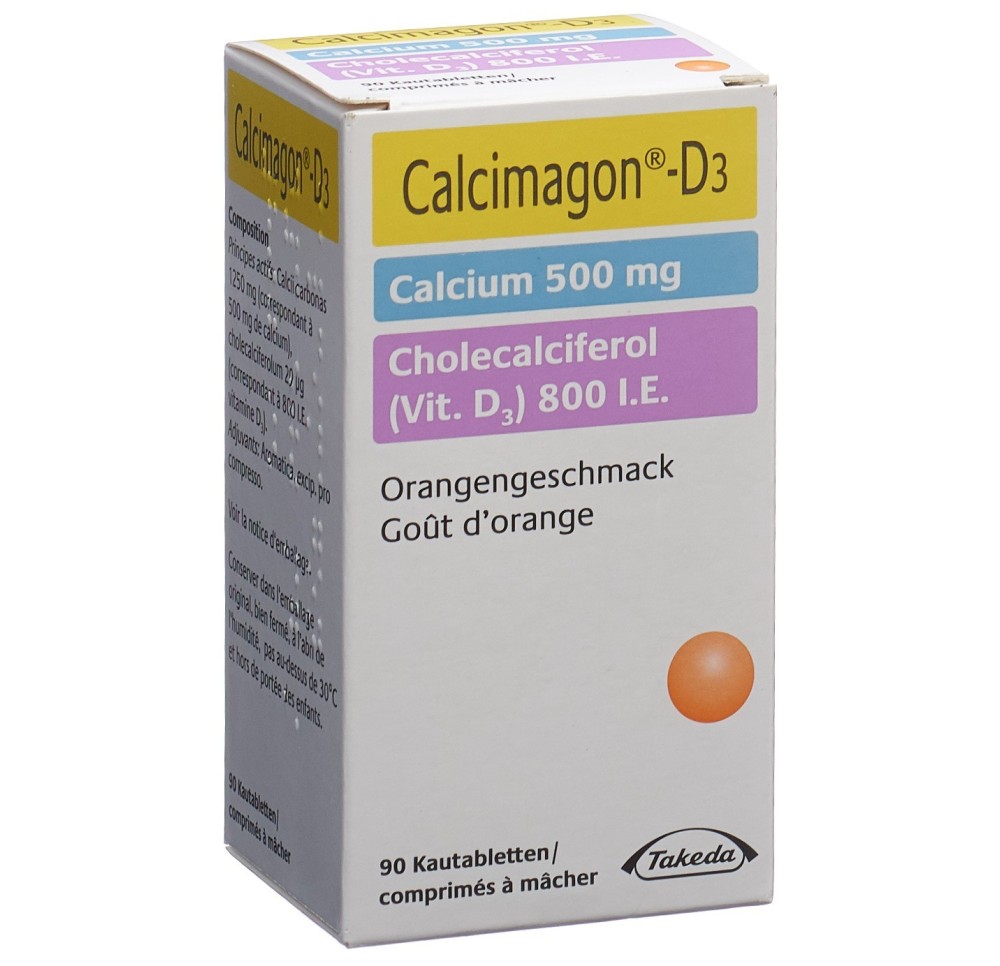 CALCIMAGON D3 cpr croquer 500/800 orange 90 pce