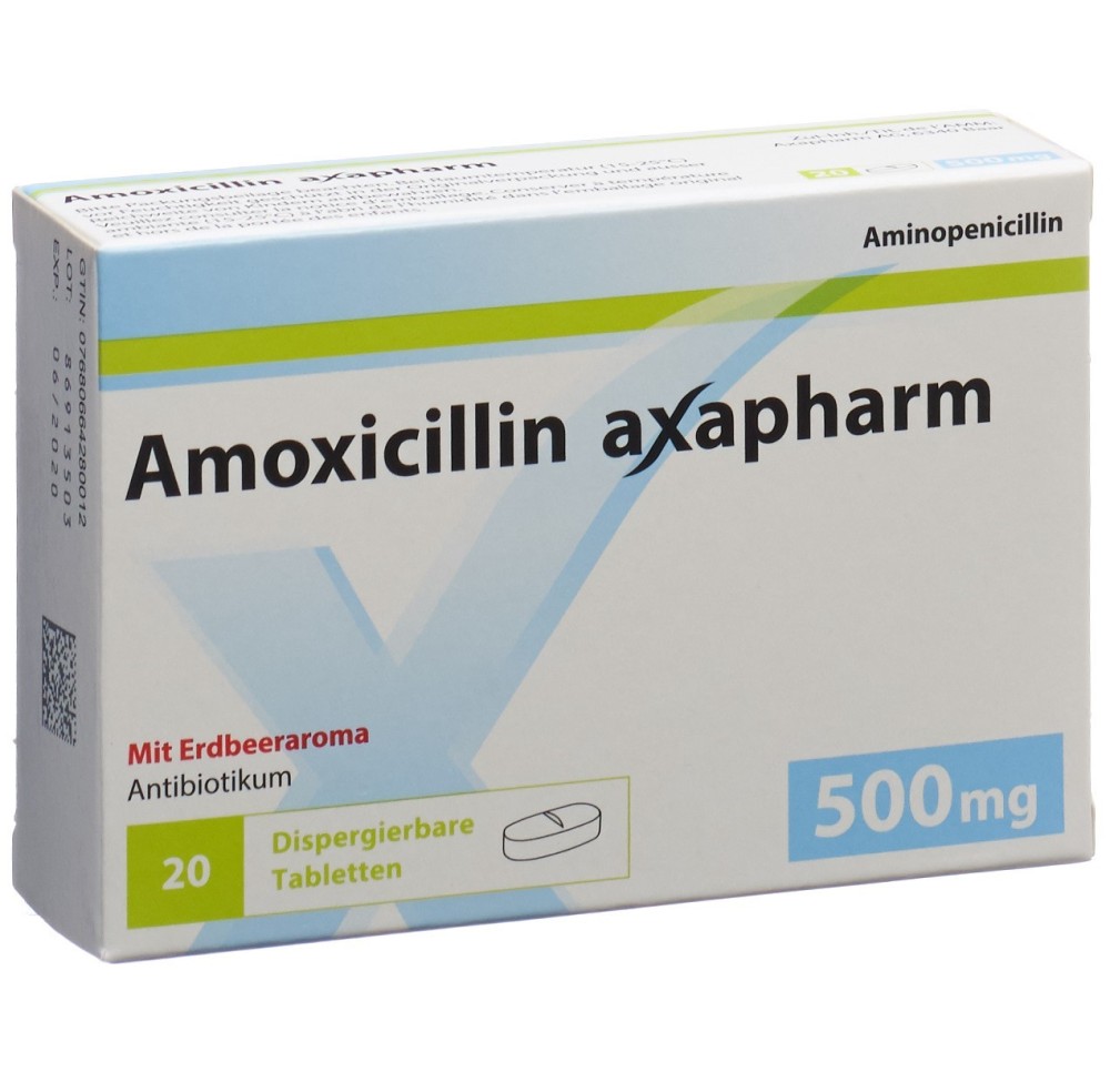 AMOXICILLINE axapharm cpr disp 500 mg 20 pce