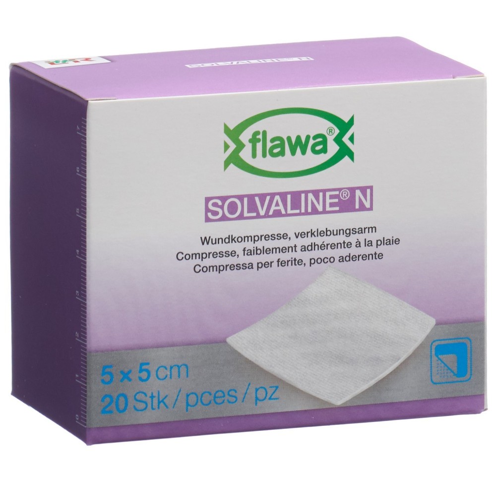 FLAWA Solvaline N compresses 5x5cm stér 20 pce FLAWA Solvaline N compresses 5x5cm stér 20 pce