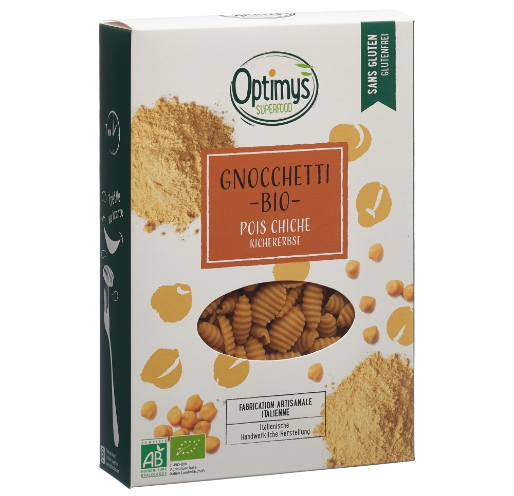OPTIMYS Gnocchetti de Pois Chiche Bio sach 250 g OPTIMYS Gnocchetti de Pois Chiche Bio sach 250 g
