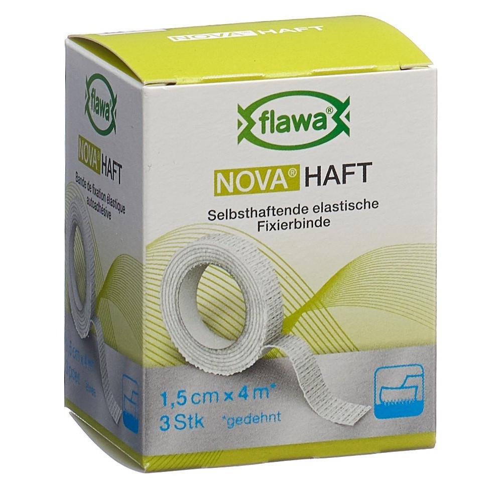 FLAWA NOVA Haft bande gaze cohésive 1.5cmx4m 3 pce FLAWA NOVA Haft bande gaze cohésive 1.5cmx4m 3 pce