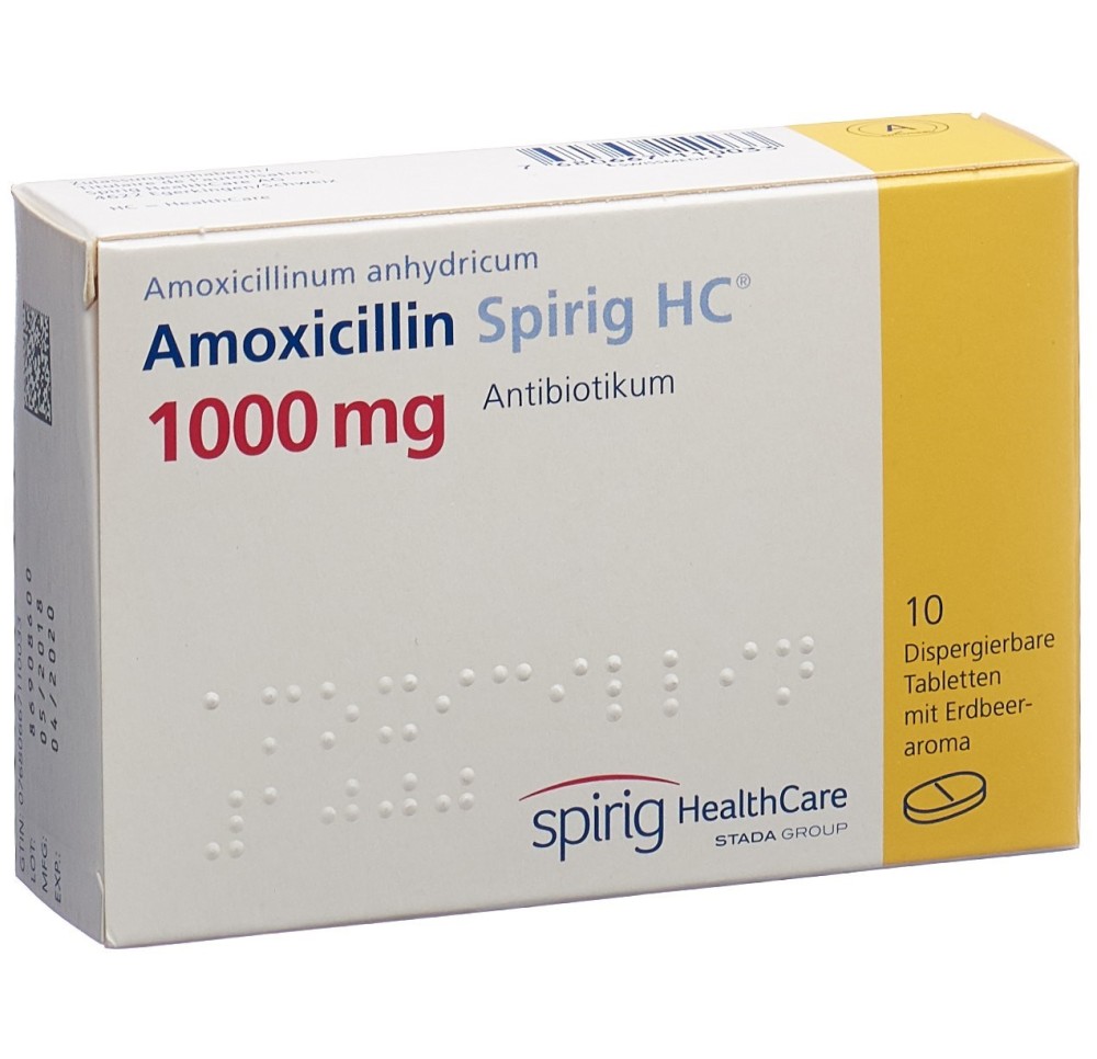 AMOXICILLINE Spirig HC cpr disp 1000 mg 10 pce AMOXICILLINE Spirig HC cpr disp 1000 mg 10 pce