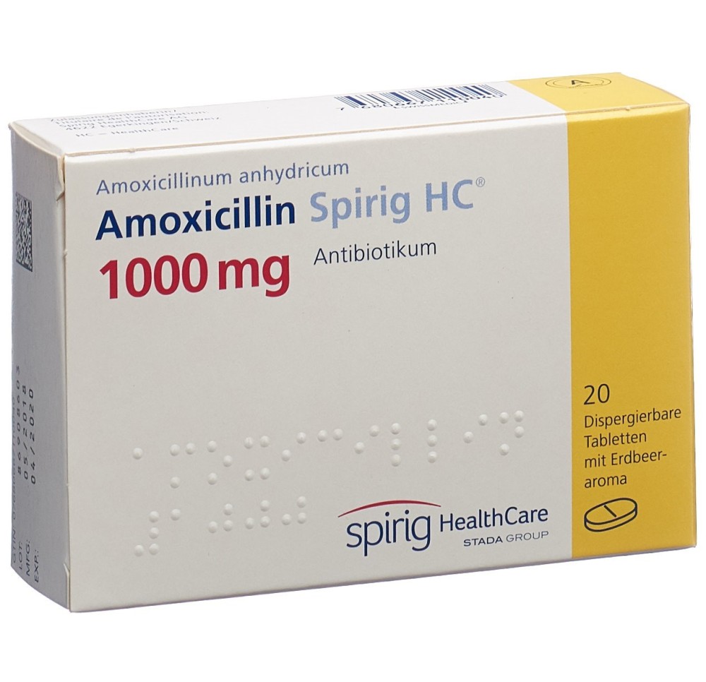 AMOXICILLINE Spirig HC cpr disp 1000 mg 20 pce AMOXICILLINE Spirig HC cpr disp 1000 mg 20 pce