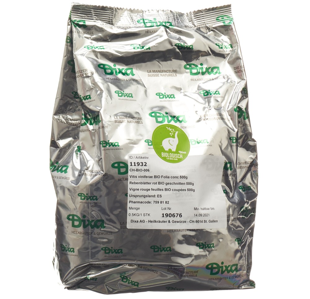 DIXA Vigne rouge feuilles BIO coupées 500 g