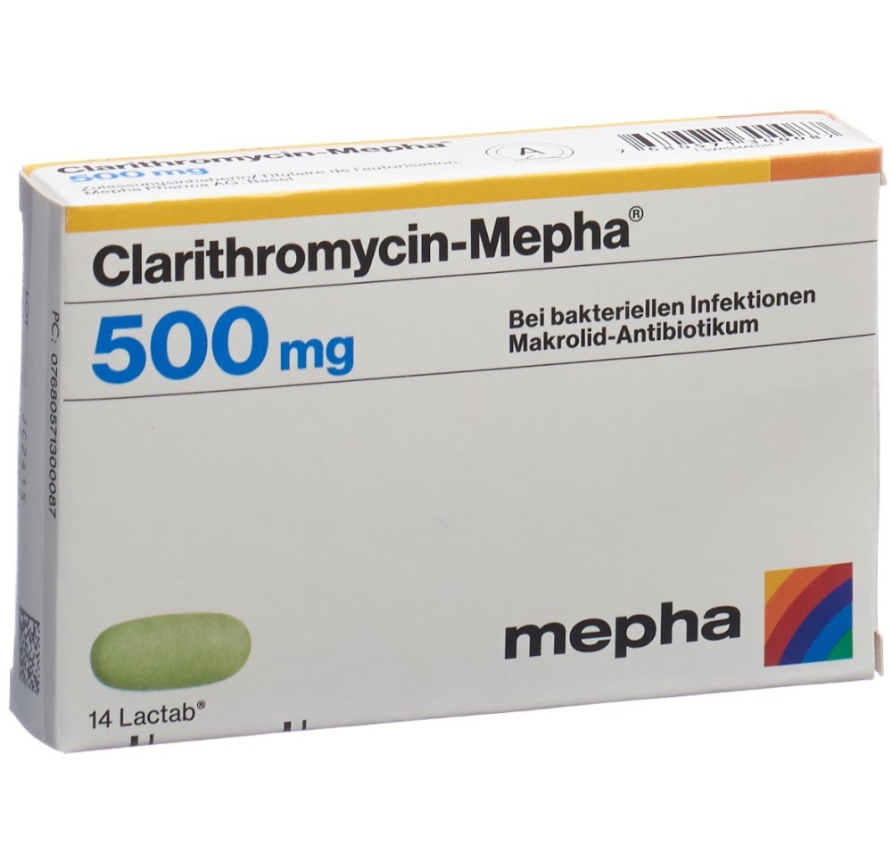 CLARITHROMYCIN Mepha Lactab 500 mg 14 pce CLARITHROMYCIN Mepha Lactab 500 mg 14 pce