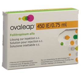 OVALEAP sol inj 450 UI/0.75ml cartouche av 10 aigu