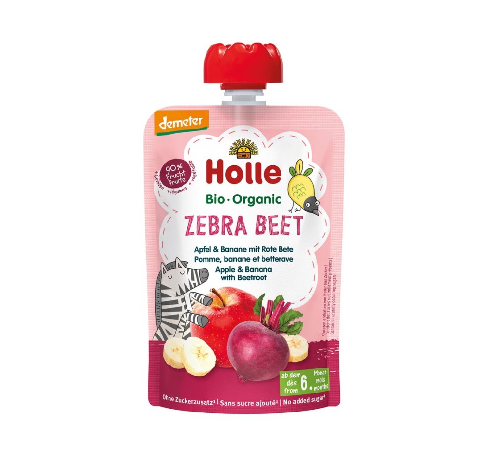 HOLLE Zebra Beet pouchy pomme banana bettera 100 g HOLLE Zebra Beet pouchy pomme banana bettera 100 g