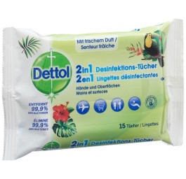DETTOL 2en1 lingettes désinfectantes 15 pce