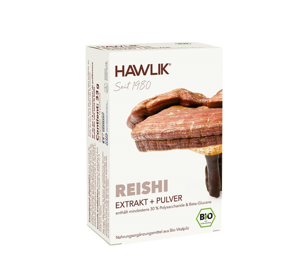 HAWLIK Reishi Extrait + poudre caps 60 pce HAWLIK Reishi Extrait + poudre caps 60 pce