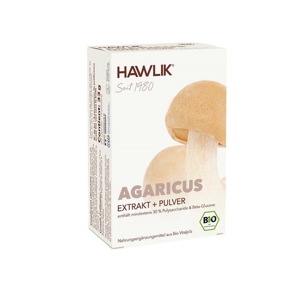 HAWLIK Agaricus Extrait + poudre caps 60 pce HAWLIK Agaricus Extrait + poudre caps 60 pce