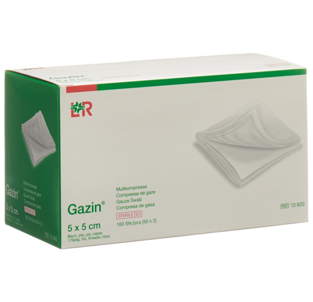 GAZIN compresses gaze 5x5cm 8p st 50 x 2 pce GAZIN compresses gaze 5x5cm 8p st 50 x 2 pce