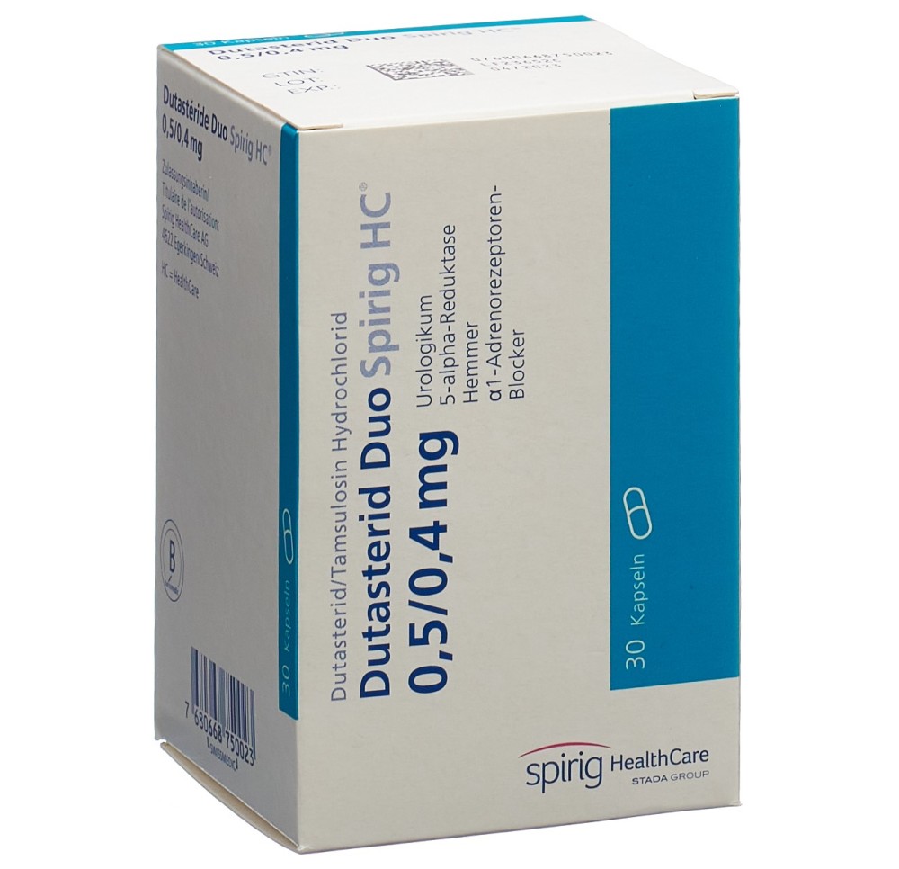 DUTASTERIDE DUO Spirig HC caps 0.5mg/0.4mg 30 pce DUTASTERIDE DUO Spirig HC caps 0.5mg/0.4mg 30 pce
