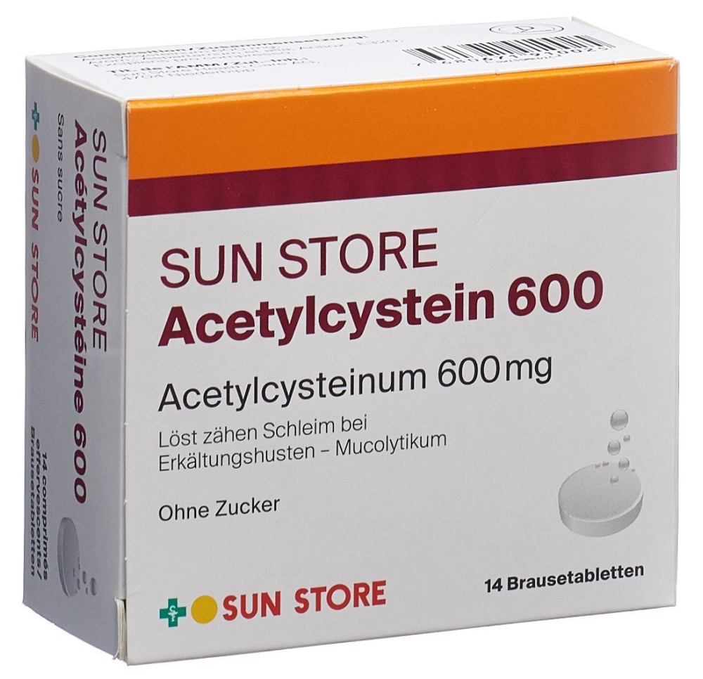 SUN STORE Acétylcystéine cpr eff 600 mg 14 pce