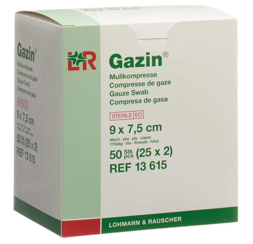 GAZIN compres gaze set 7.5x9cm 8p st 25 x 2 pce GAZIN compres gaze set 7.5x9cm 8p st 25 x 2 pce