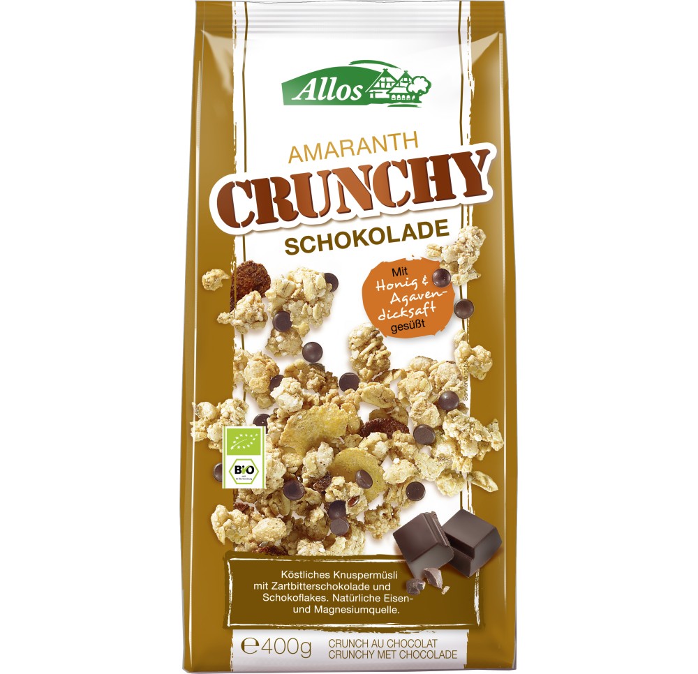 ALLOS Amaranth Crunchy au chocolat sach 400 g ALLOS Amaranth Crunchy au chocolat sach 400 g