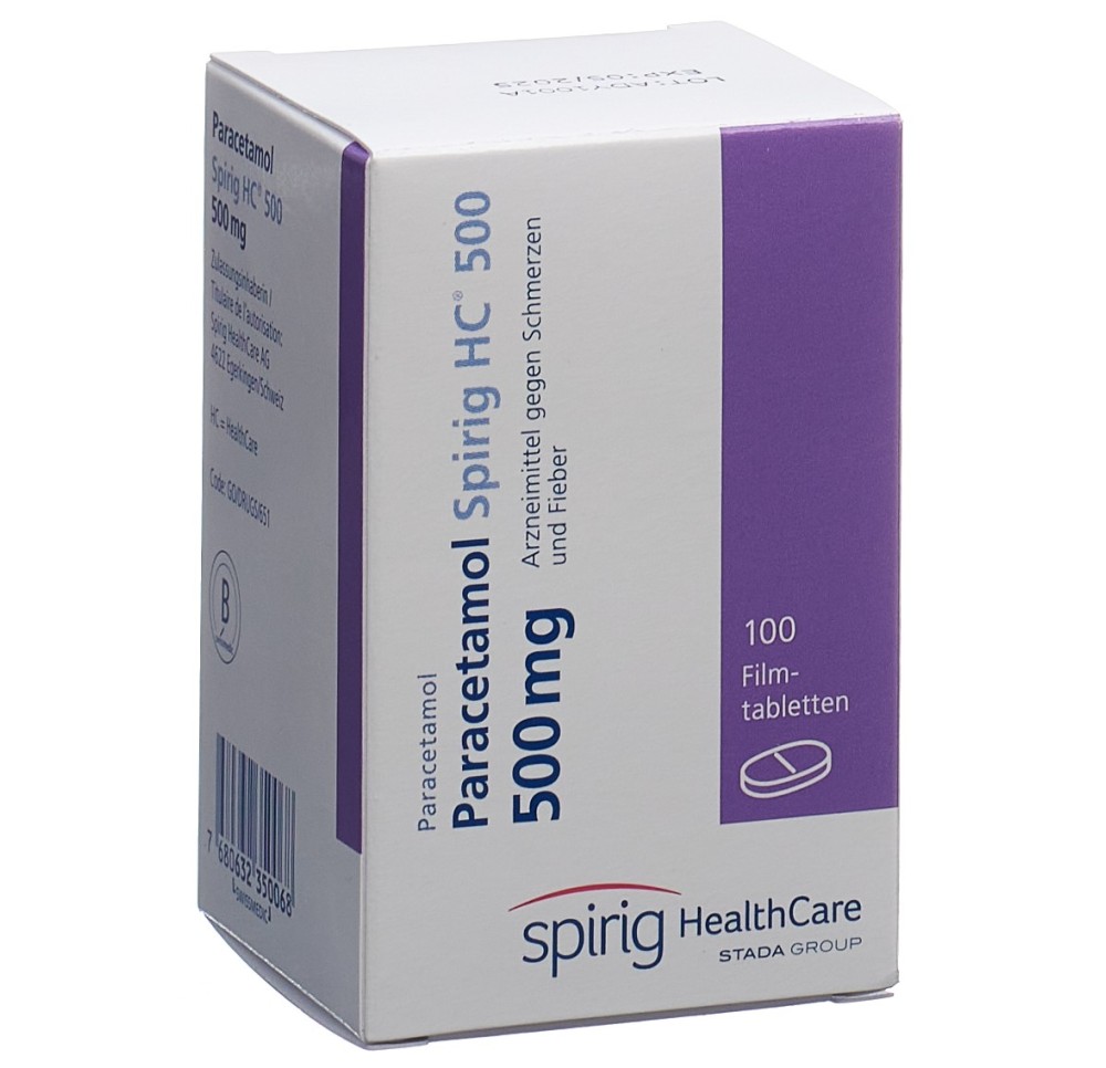 PARACETAMOL Spirig HC cpr pell 500 mg bte 100 pce PARACETAMOL Spirig HC cpr pell 500 mg bte 100 pce