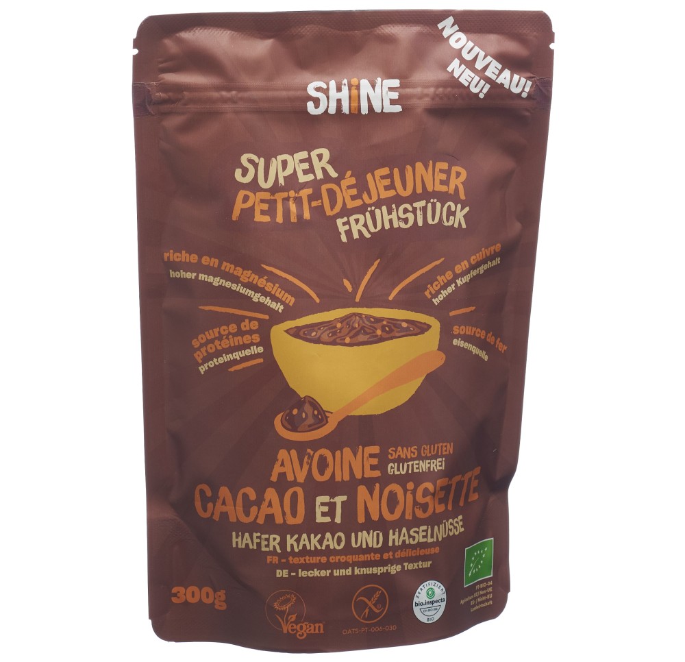 SHINE Petit Déjeuner Avoine Cacao Cru Noiset 300 g SHINE Petit Déjeuner Avoine Cacao Cru Noiset 300 g