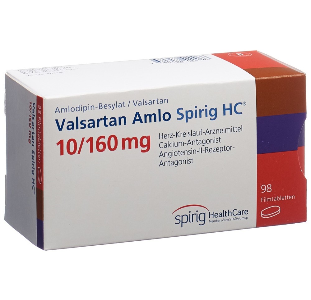 VALSARTAN AMLO Spirig HC cpr pell 10/160mg 98 pce VALSARTAN AMLO Spirig HC cpr pell 10/160mg 98 pce
