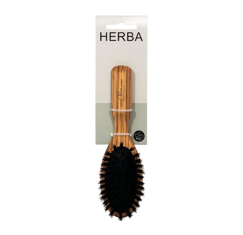 HERBA brosse bois olive poils sangl pneumat peti