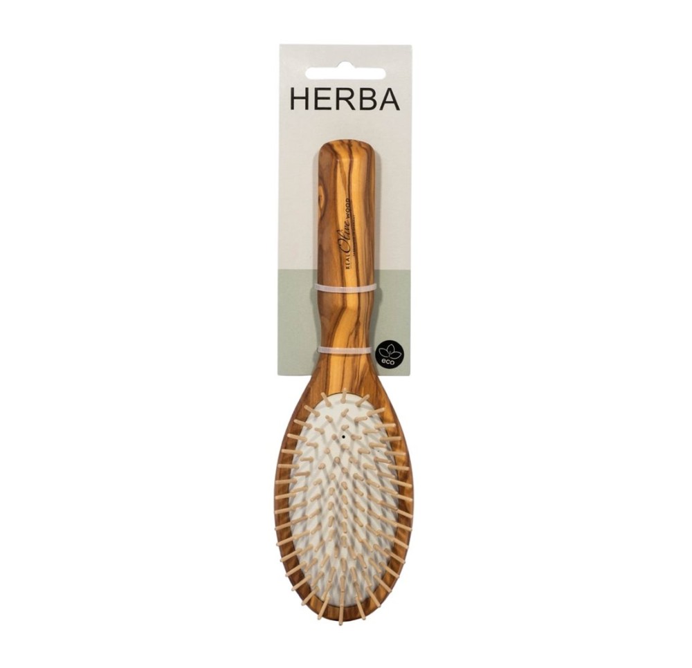 HERBA brosse bois olive poils bois pneumat ovale