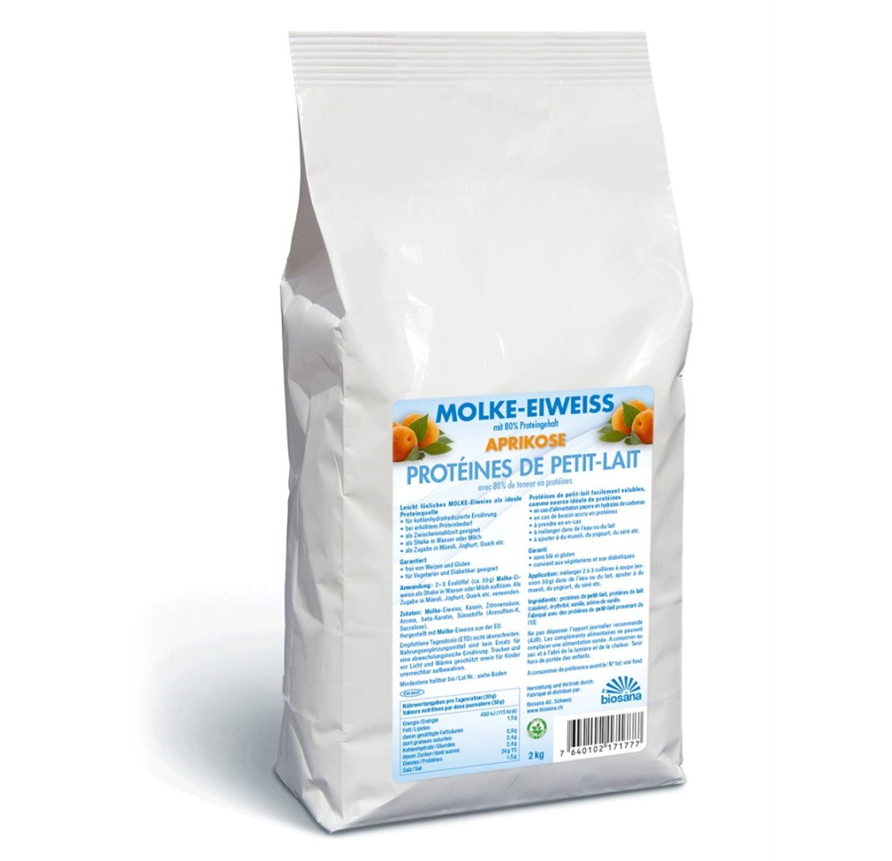 BIOSANA protéines petit-lait pdr abricot 2 kg BIOSANA protéines petit-lait pdr abricot 2 kg