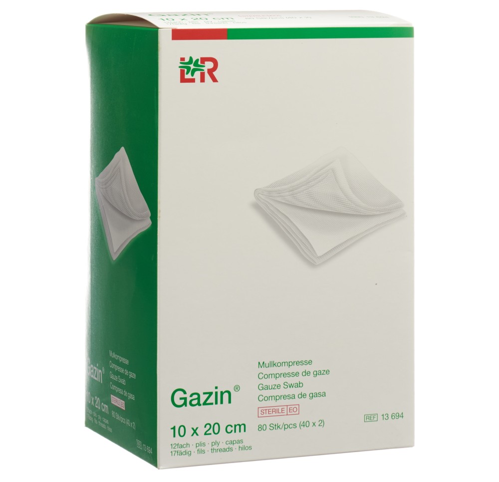GAZIN compres gaze set 20x10cm 12p 40 x 2 pce GAZIN compres gaze set 20x10cm 12p 40 x 2 pce
