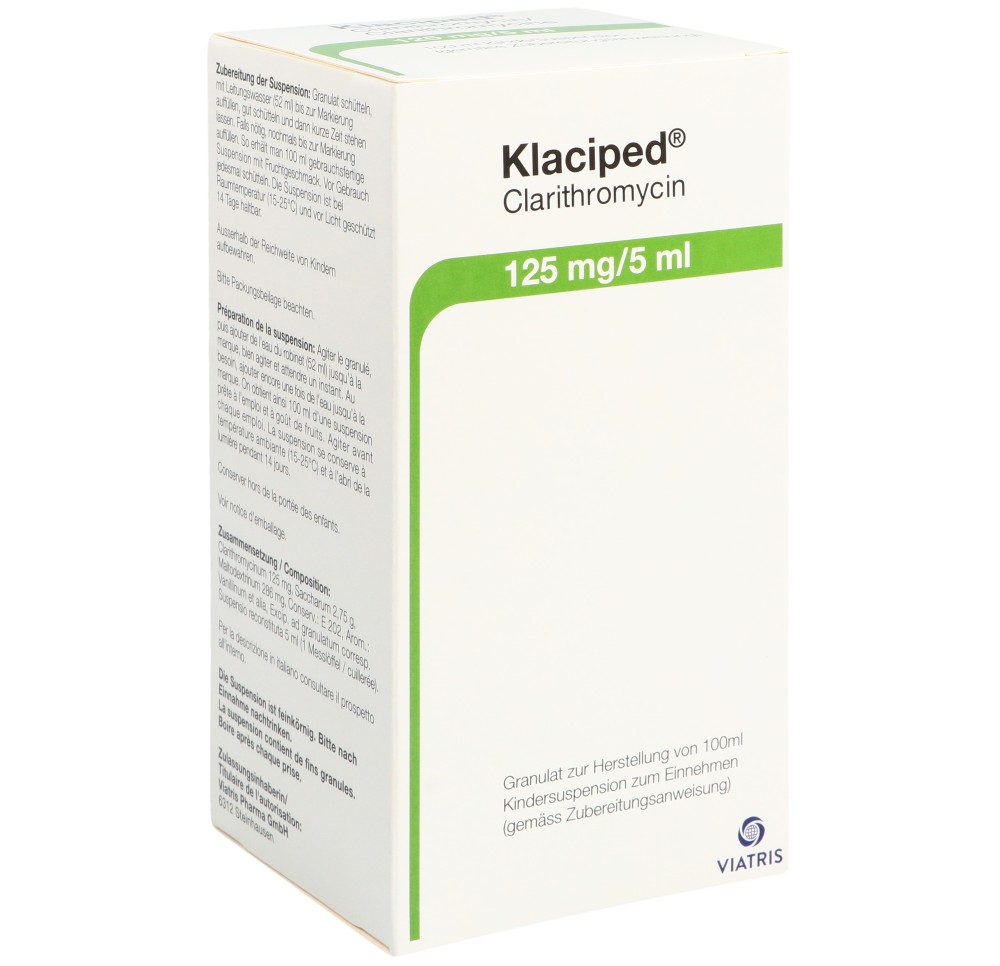 KLACIPED gran 125 mg/5ml p susp fl 100 ml KLACIPED gran 125 mg/5ml p susp fl 100 ml