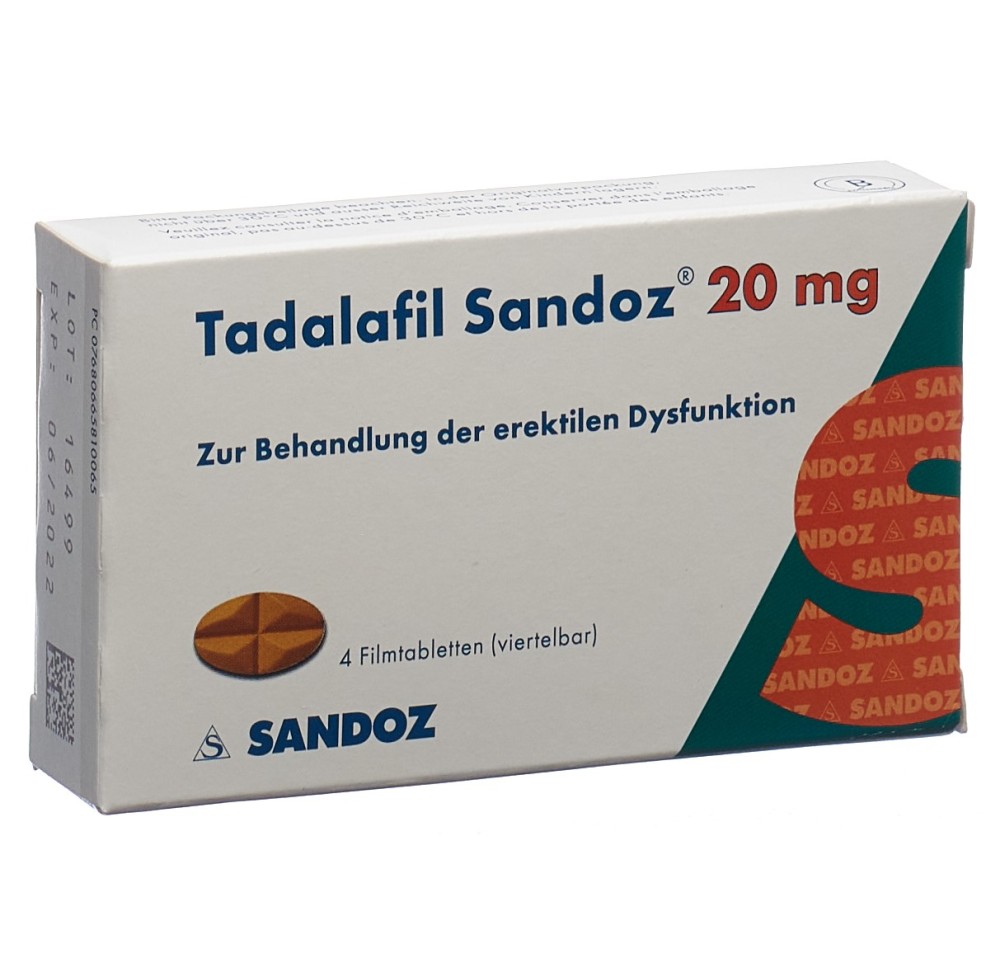 TADALAFIL Sandoz cpr pell 20 mg 4 pce TADALAFIL Sandoz cpr pell 20 mg 4 pce